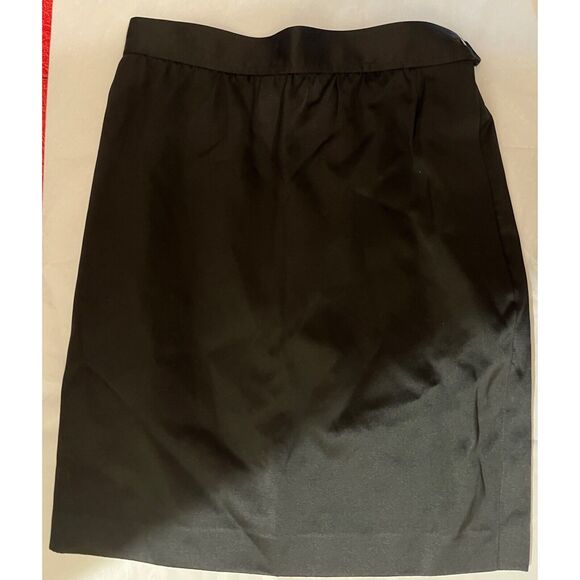 SAINT LAURENT RIVE GAUCHE BLACK SATIN SKIRT Sz: 42 - Picture 5 of 11